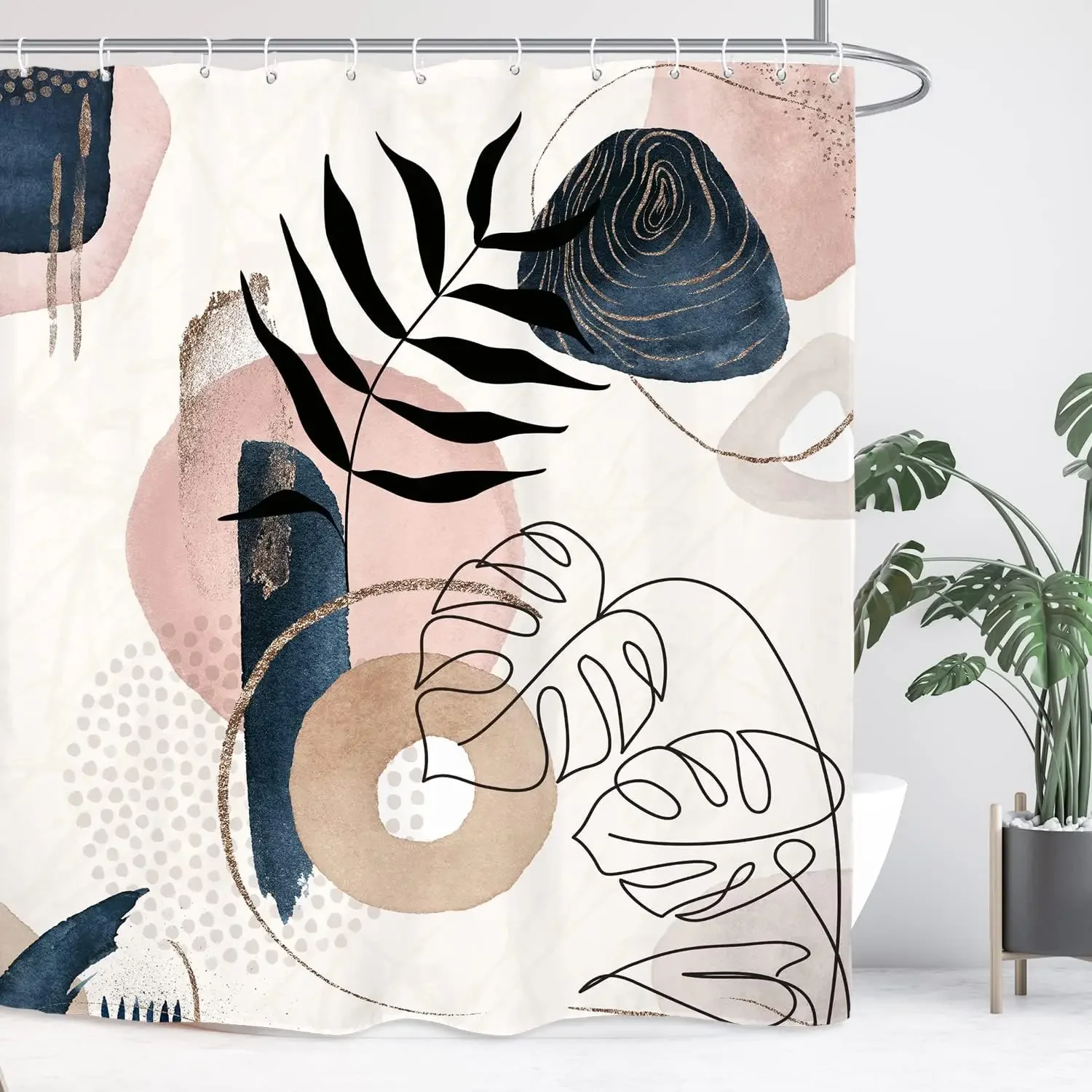 

Абстрактная кошка, простая занавеска для ванной комнаты, Минималистичная забавная Милая Геометрическая цветная Полиэстеровая ткань, занавеска для ванной, декор для ванной комнаты