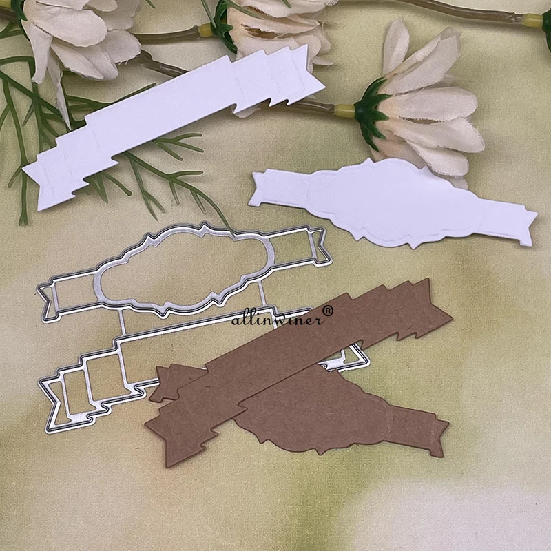 

2022 new 2Pcs Banner decoration DIY Craft Metal Cutting Die Scrapbook Embossed Paper Card Album Craft Template Stencil Dies