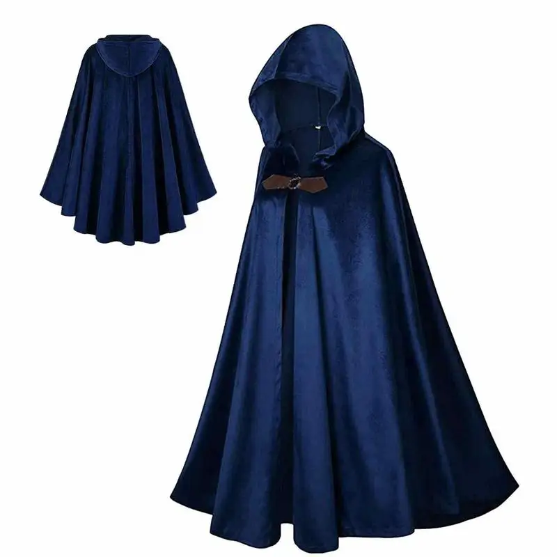 

Medieval Hood Men's Hooded Cloak For Cosplay Costume Halloween Cape For Stage Performance Nightclub Art Photography Role Play