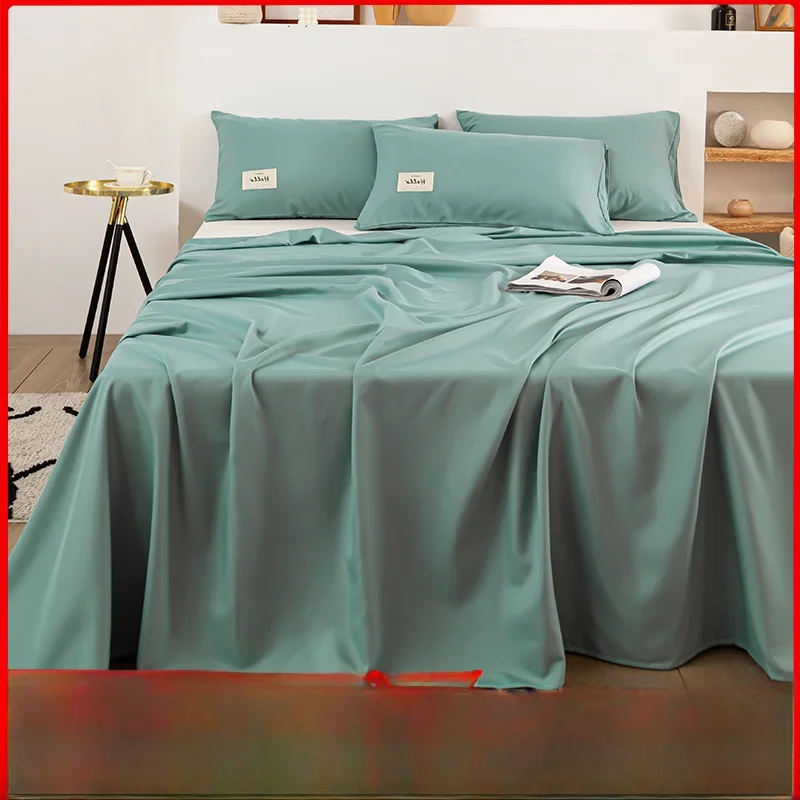 Простыня из стираного хлопка цельное однотонное постельное белье одноместное