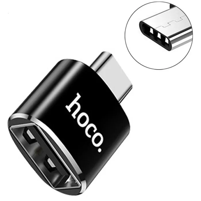 Адаптер Hoco UA5 Type-C - USB поддержка OTG металл черный |