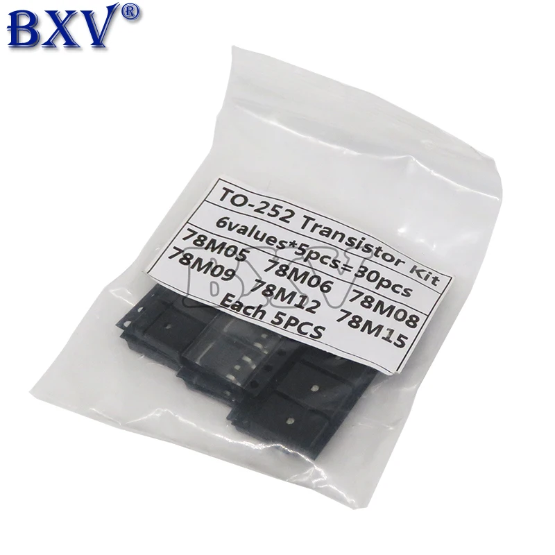 

6 видов * 5 шт. = 30 шт. TO-252 набор транзисторов 78M05 78M06 78M08 78M09 78M12 78M15 каждая 5 шт.