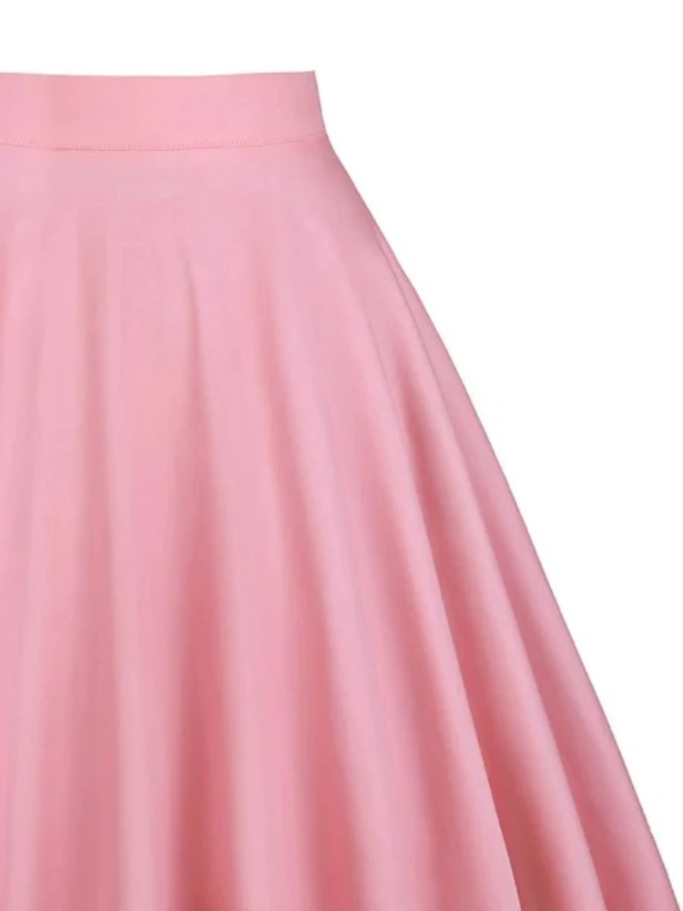 Женская винтажная юбка в стиле рокабилли розовая хлопковая трапециевидная с