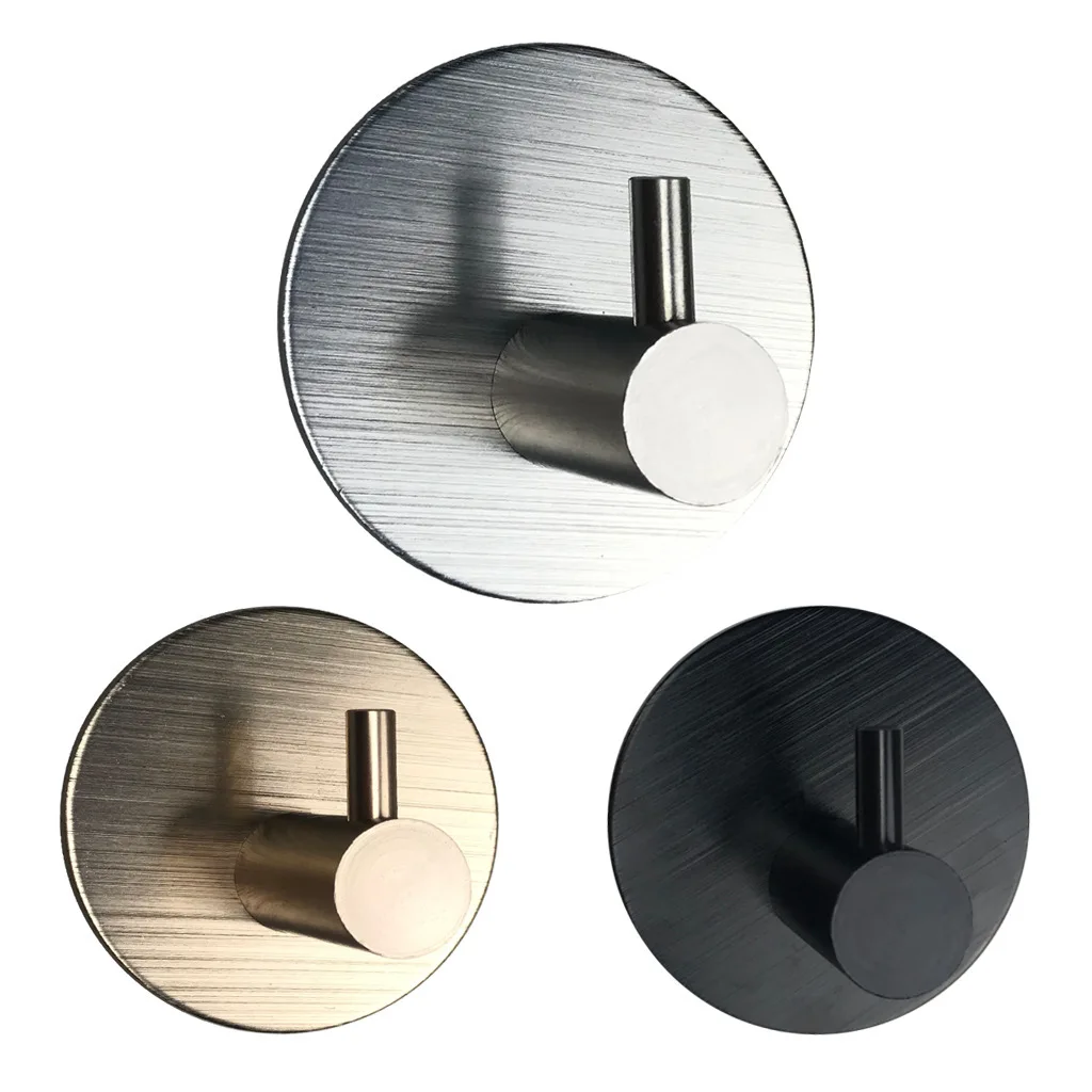 

1PC Stainless Steel High-end Hook Self Adhesive Clothes Hange Bags Key Rack Kitchen Towel Hanger Bathroom Accessory Organizer