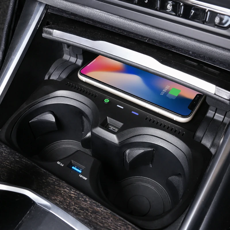 

15 Вт автомобильное беспроводное зарядное устройство QI, зарядное устройство для телефона, устройство для быстрой зарядки, панель для BMW 3 4 се...