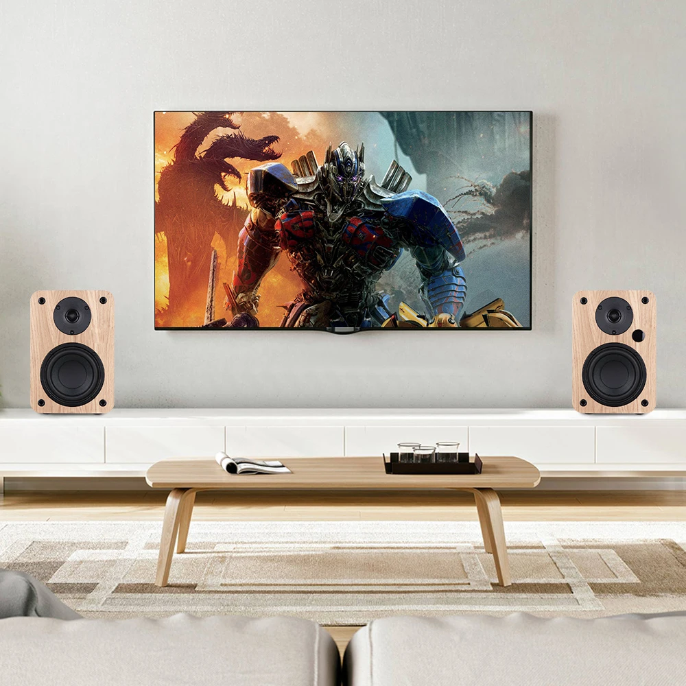 80W Subwoofer Soundbar HiFi Speaker Bluetooth Boombox Wooden Bookshelf Speakers 2.0 Home Theater System Bass Effect For PC TV images - 6