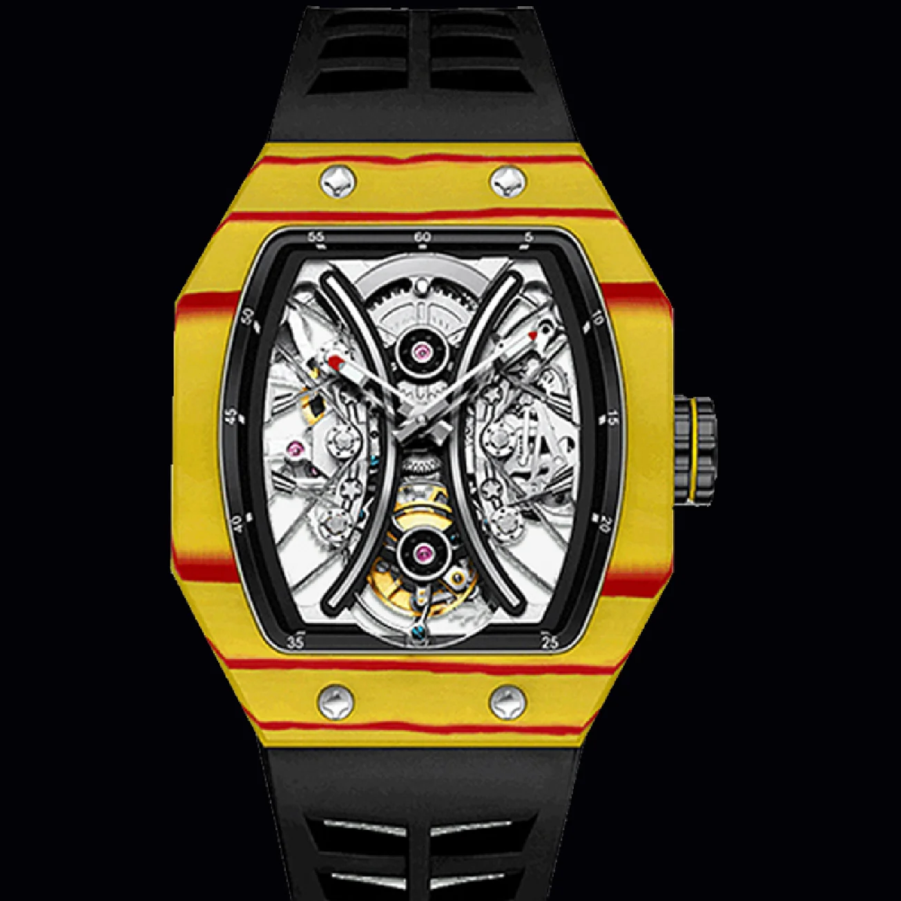 

AESOP RICHA Square Case Tourbillon Mechanical Watch For Men Wristwatches Skeleton Luminous Clock Dial Bezel Sports Timepieces