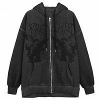 womens aesthetic long sleeve y2k hoodies print angel female vintage sweatshirt zip up gothic grunge autumn streetwear