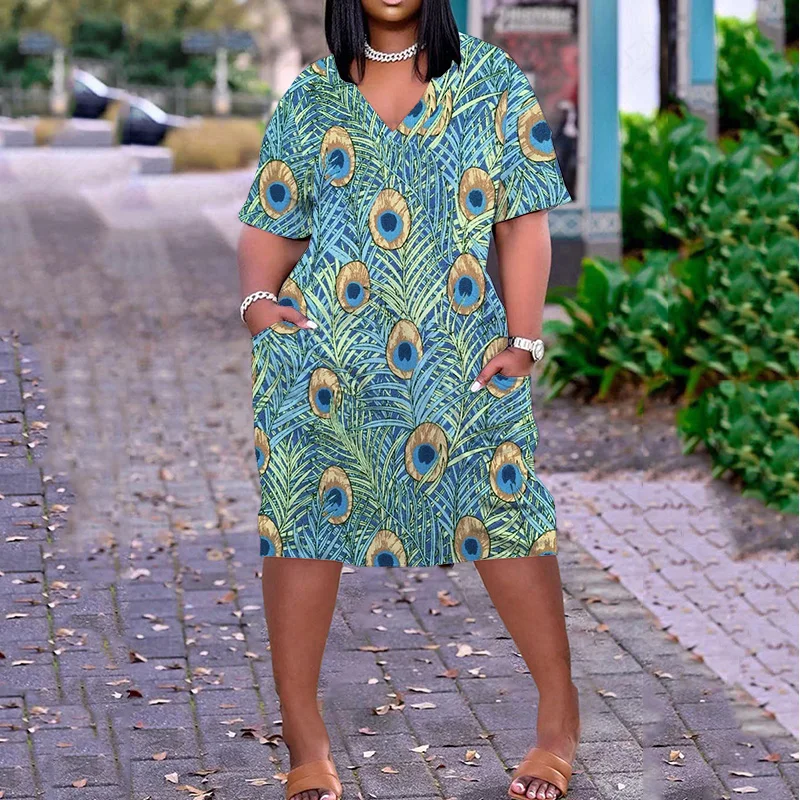

Online Hot Sale Summer Urban Style Casual Large Size Beautiful Patterns Women Fashionable Printed Elegant Woman Dress Floral