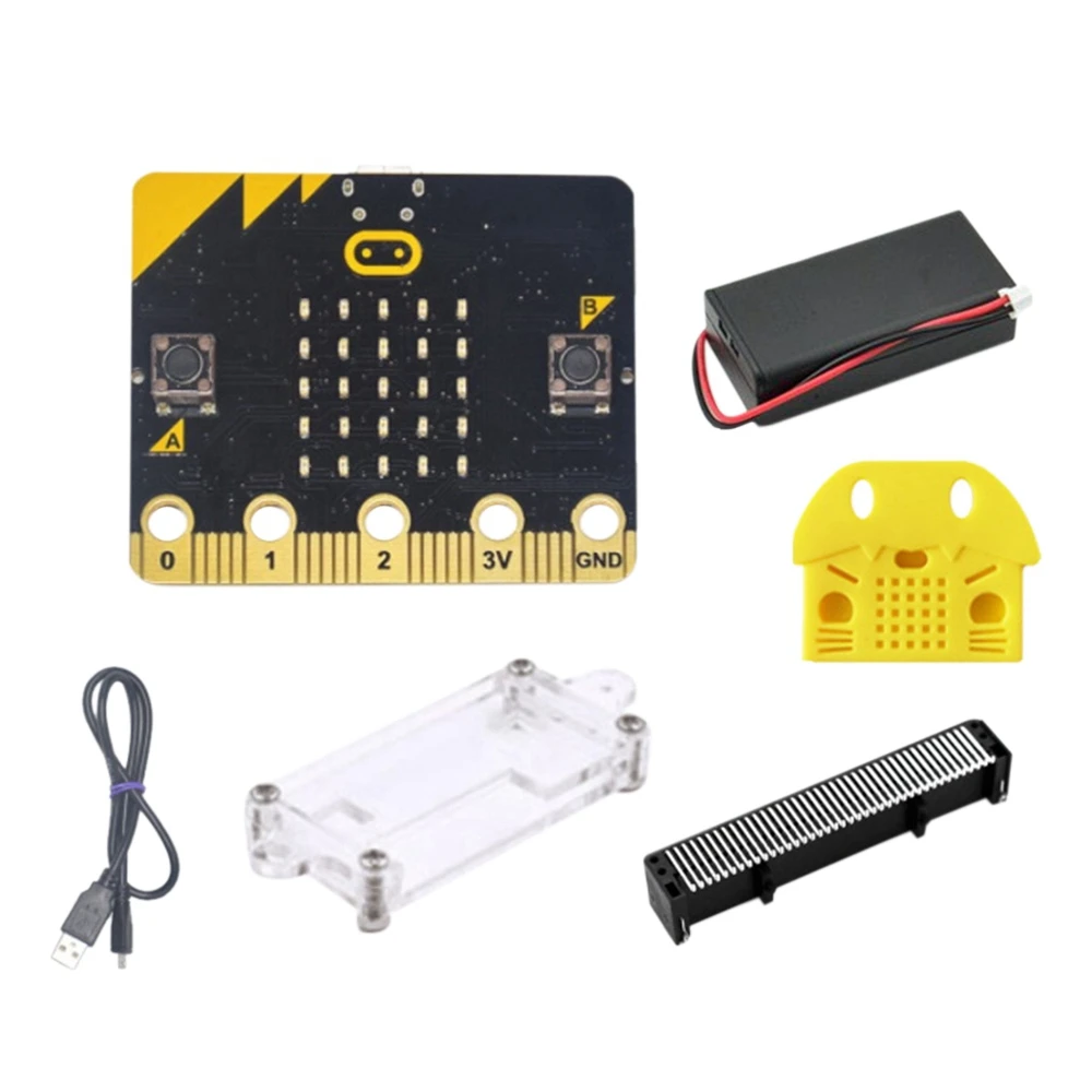 

BBC Microbit Go Start Kit DIY Programmable Learning Development Board with Horizontal Terminal Connector+Protective Case