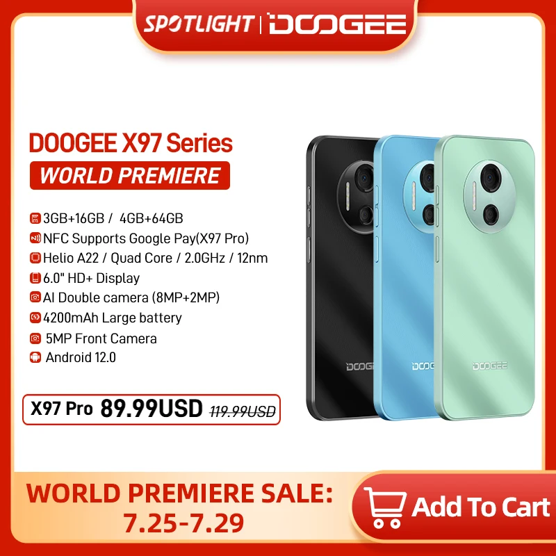 New DOOGEE X97 Series Smartphone 6.03HD Display G25 Octa Core 3GB+16GB /4GB+64GB Cellphone 8/12MP Camera 4200mAh Phone