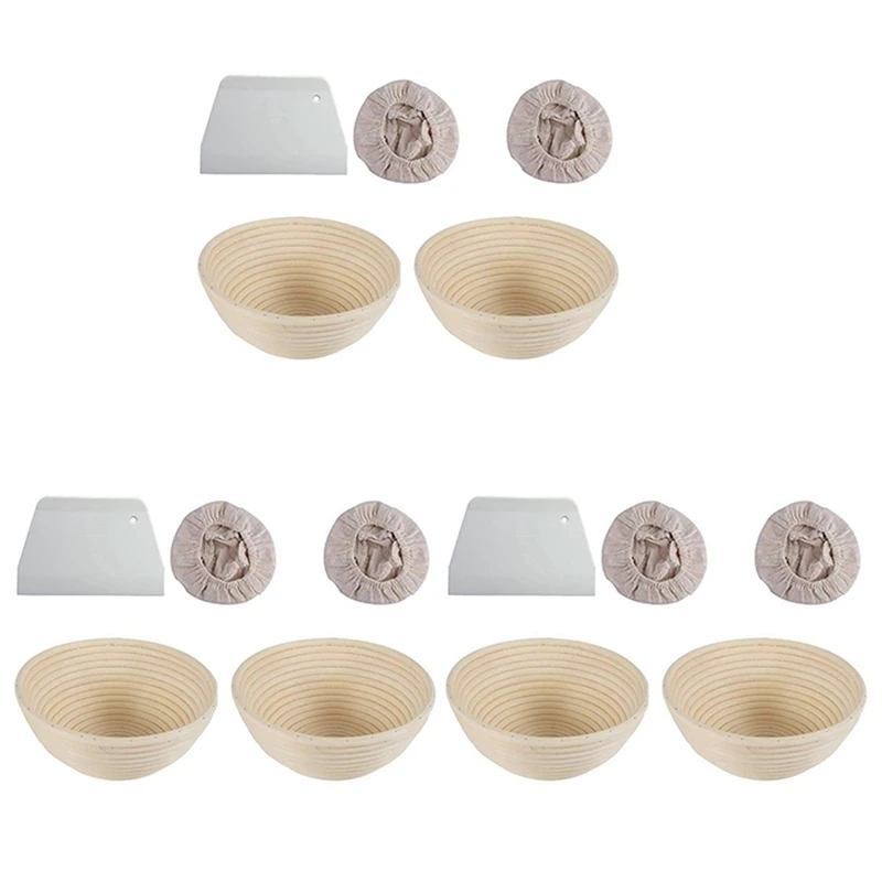 

LJL-6 Pcs Round Bread Proofing Basket Natural Rattan Sourdough Proving Basket Professional Bread Proving Bowl(2, 22Cmx8cm)