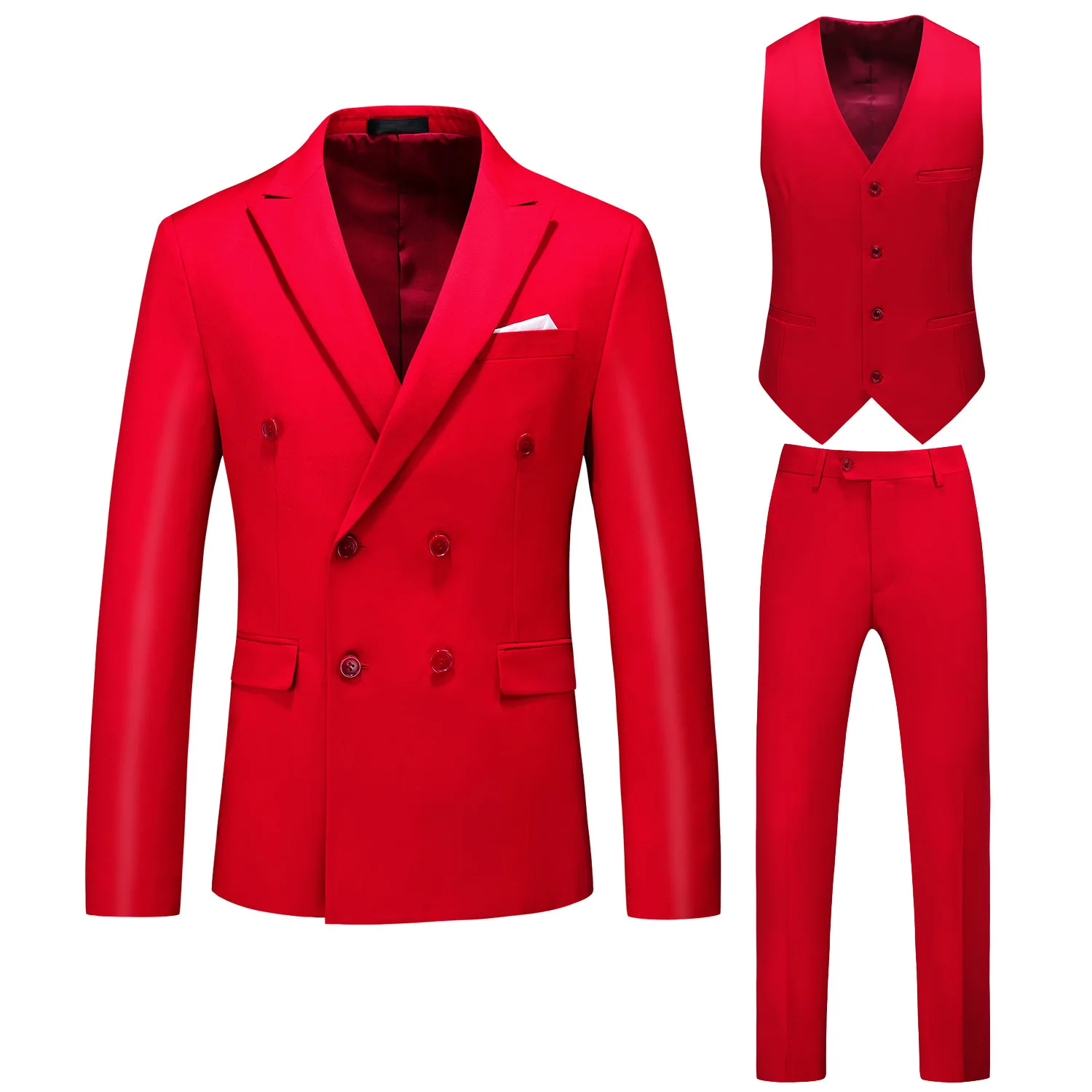

Boutique S-6XL (suit + Vest + Trousers) Men's Fashion Business Double-breasted Wedding Groom Dress Gentleman Three-piece Suit