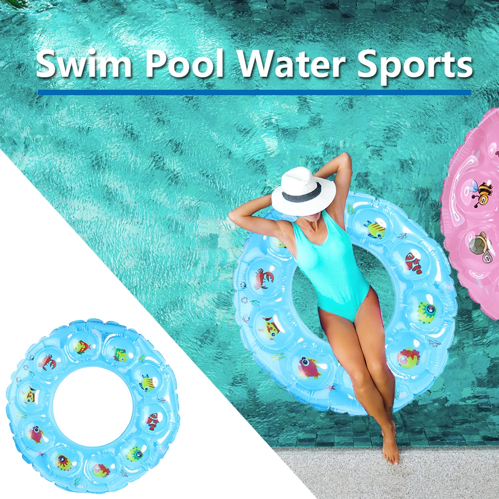

55/65/75cm Diameter Air Inflatable Float Raft Circles Swimming Rings PVC Cartoon Pattern Water Sports Accessories