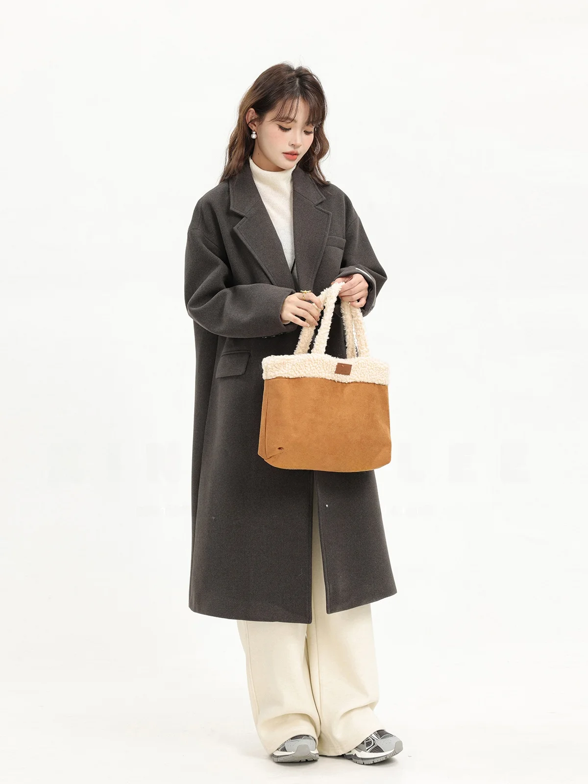 Xinmonlee осенне-зимний элегантный костюм средней длины пальто корейской серии