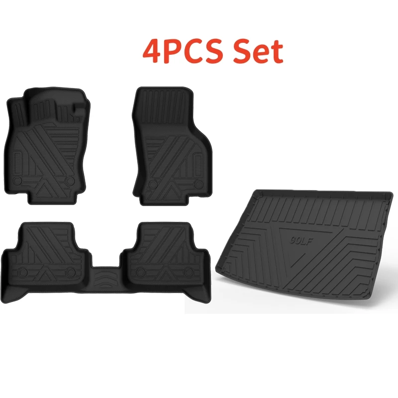 Для VW Golf 8 2021-2025 TPE напольные коврики и коврик в багажник, противоскользящие двухслойные грузовые вкладыши для защиты от атмосферных воздействий