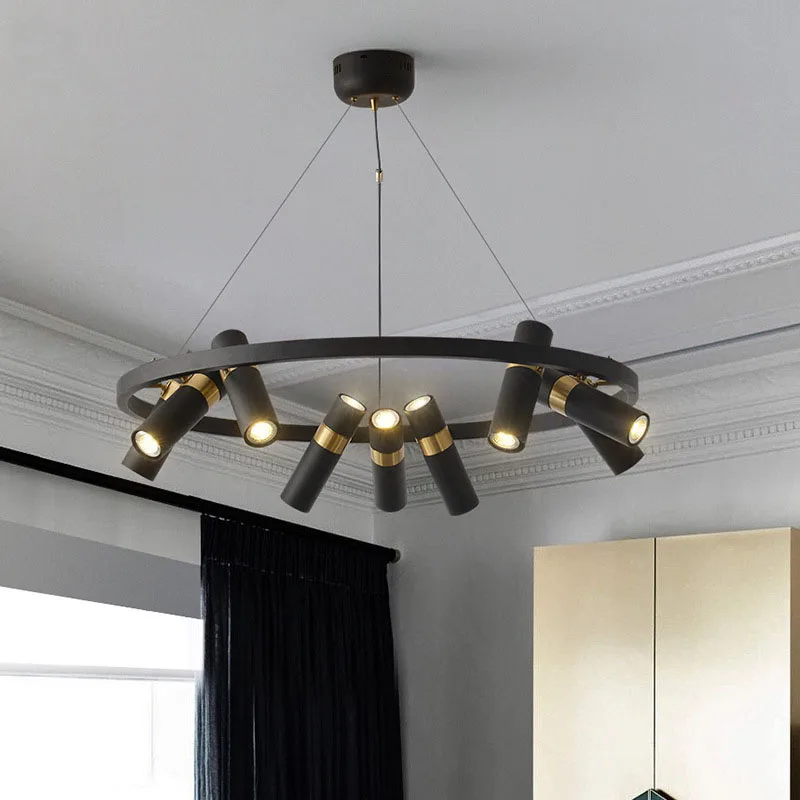

Люстра Gu10 черная металлическая со сменными светодиодсветодиодный лампочками, вращающийся потолочный светильник для столовой, гостиной, спальни, черного цвета