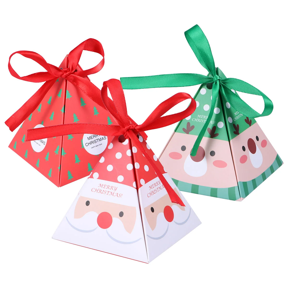 

Boxes Christmas Gift Box Holiday Candy Treat Goodie Small Paper Cookie Favors3D Trianglepresents Wrapping Party Favor