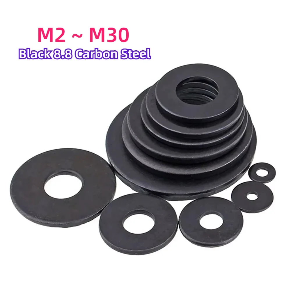 

Плоские шайбы из углеродистой стали M2-M30 черные 8,8