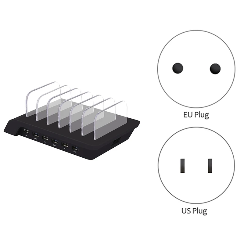 

Multiple Ports USB Charger 10.2A Quick Charging Dock Tablet Mobile Phone Charger Stand 10W Wireless Charger Pad