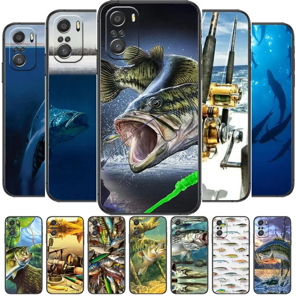 

Summer Fishing Graphic Phone Case For xiaomi mi 11 Lite pro Ultra 10s 9 8 MIX 4 FOLD 10T 5g Black Cover Silicone Back Prett