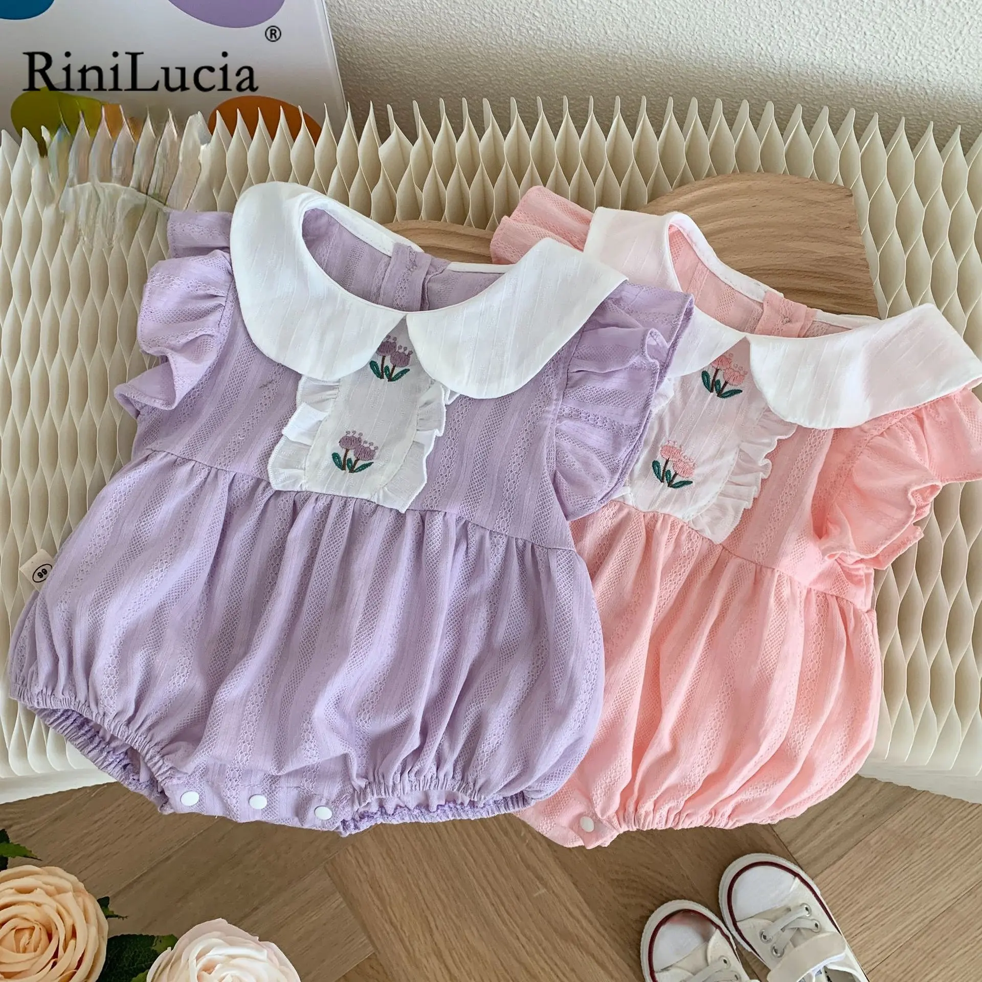 

Newborn Baby Girls Romper Floral Emboridery Ruffles Sleeveless Clothing Infant Girl One-Pieces Bodysuit Kids Costumes