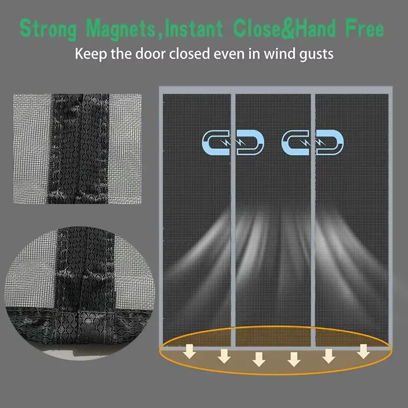 Серый магнитный дверной экран индивидуальный для гаража Невидимая сетка от