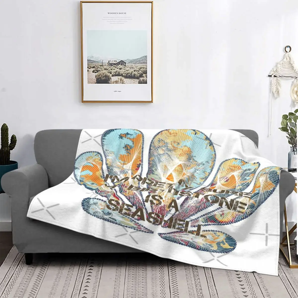 

Manta de lana con diseño de concha de mar para bebé, manta de lana con diseño de cordel de arte Retro, colcha de cama a cuadros,