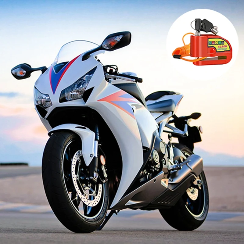 

Disc Brake Lock Motorcycle Alarm Disc Lock Motorbike Bike Security Lock Waterproof Alarm Sound With Reminder Cable