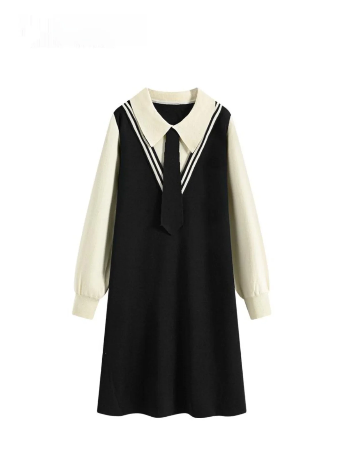 Плюс размер Caraclub Трикотажное многослойное платье Женское осенне-зимнее Fat Sister мм