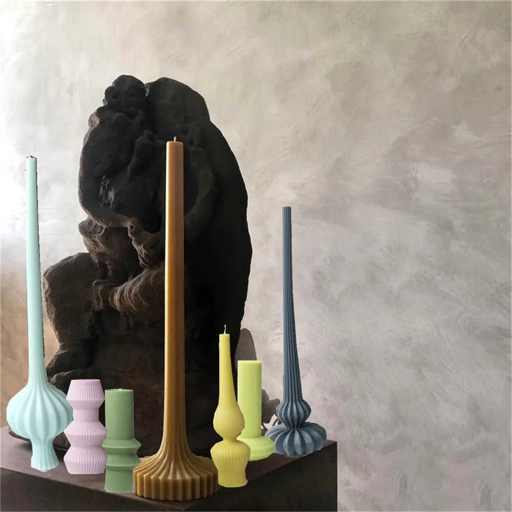 Силиконовые формы для свечей с геометрическим завитием форма вазы длинным
