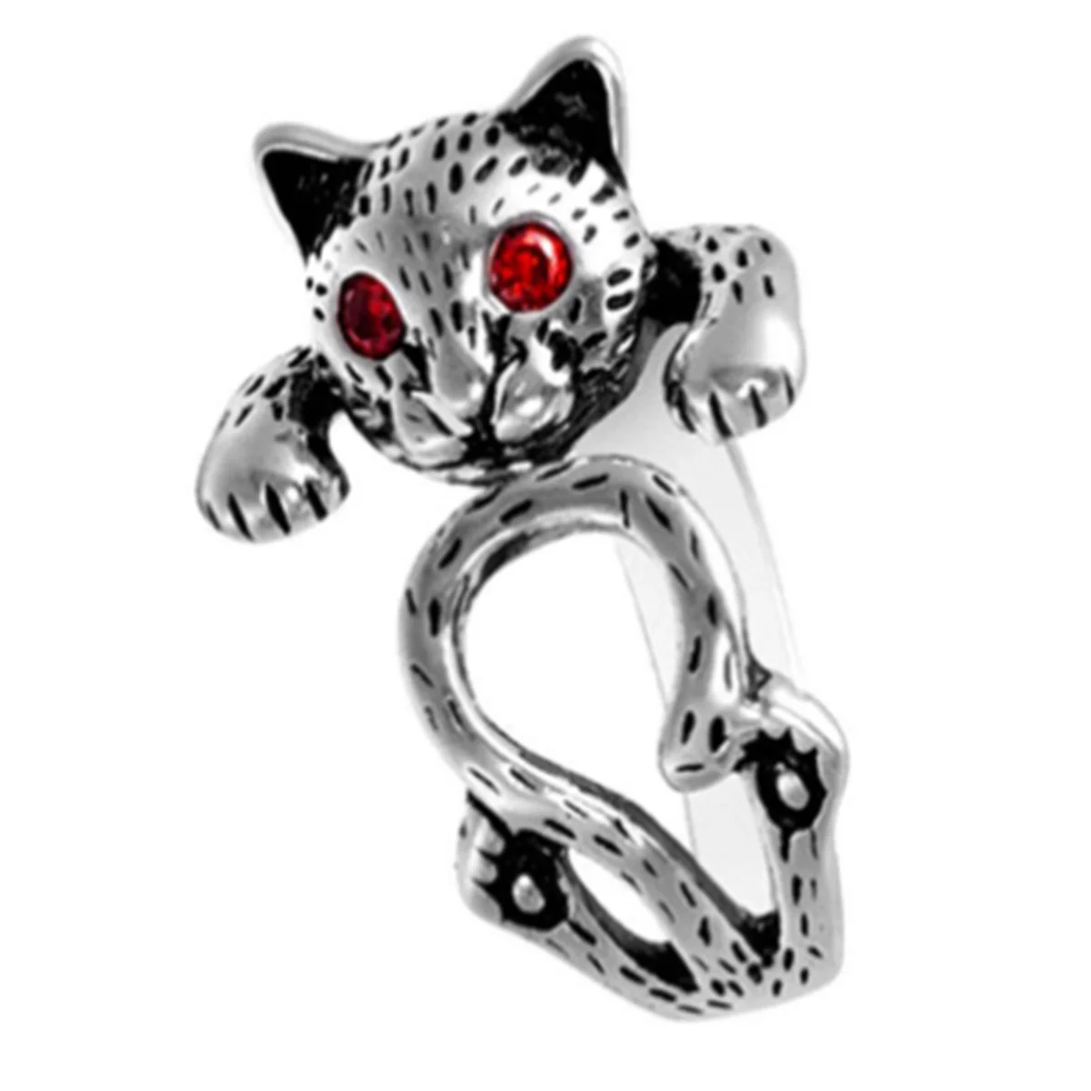 

New Simple Fashion Trend Lucky Cat Ring Female Personality Fashion Red Stone Eye Open Female Ring Jewelry Gift Wholesale