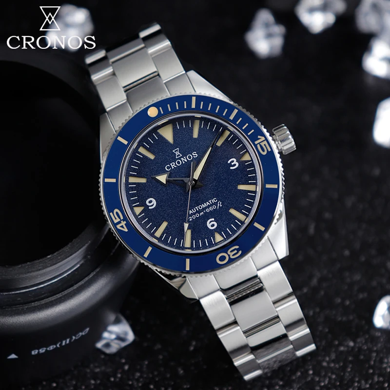 

Роскошные мужские механические часы Cronos Diver, автоматический циферблат-сэндвич NH35 Move Men t 200M, водонепроницаемые мужские часы с вращающейся ра...