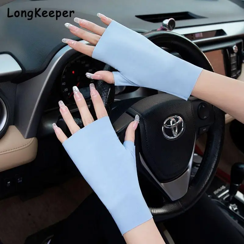

Breathable Spring Summer Sexy Gloves Thin Short Half Finger Sunscreen Bike Gloves Men/Women Driving Gloves Half Finger Mittens
