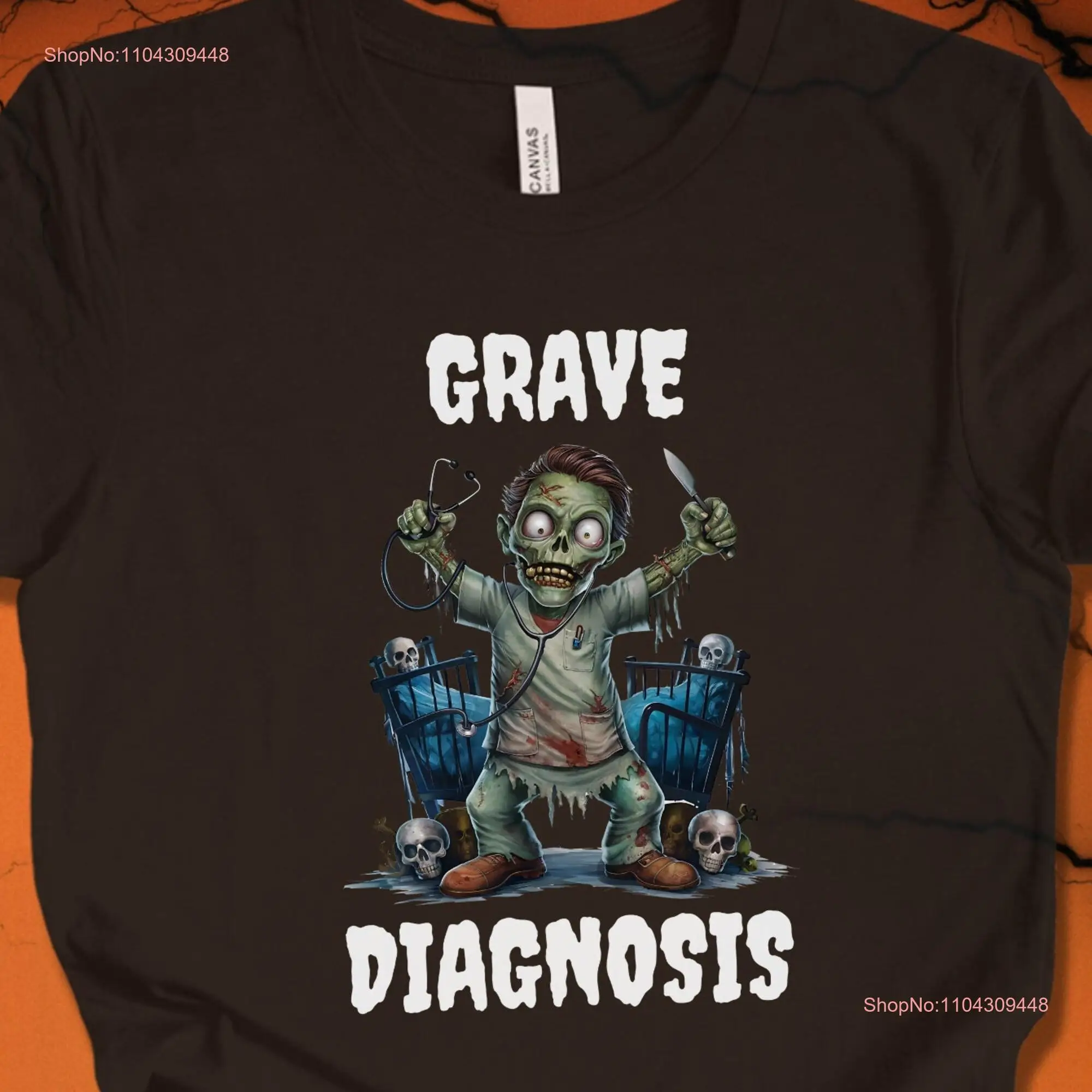 Футболка Доктор Хэллоуин Dead icated Zombie Creepy Healthcare Humor Grave Diagnosis с длинными или