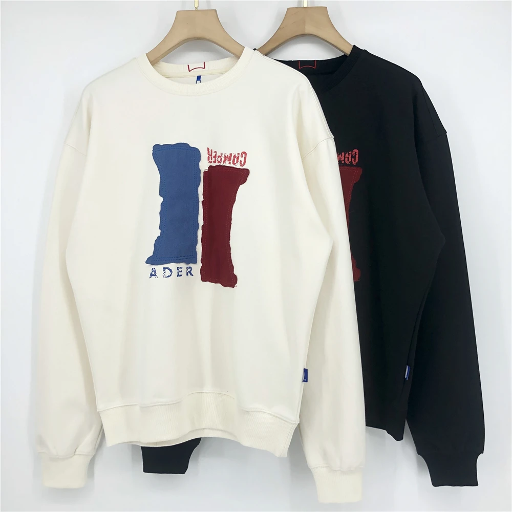 

21SS Korean hip hop Ader Error Red blue patch Loose crew neck Sweatshirts for men women 1:1 High-quality pullover Sweatshirts