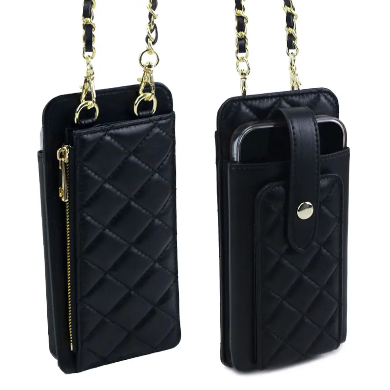 

New Arrivals Luxury Sheepskin Girl's Mobile Phone Bag Fashion Leather Chain Multi-function Mini Messenger Bags Shoulder Bag