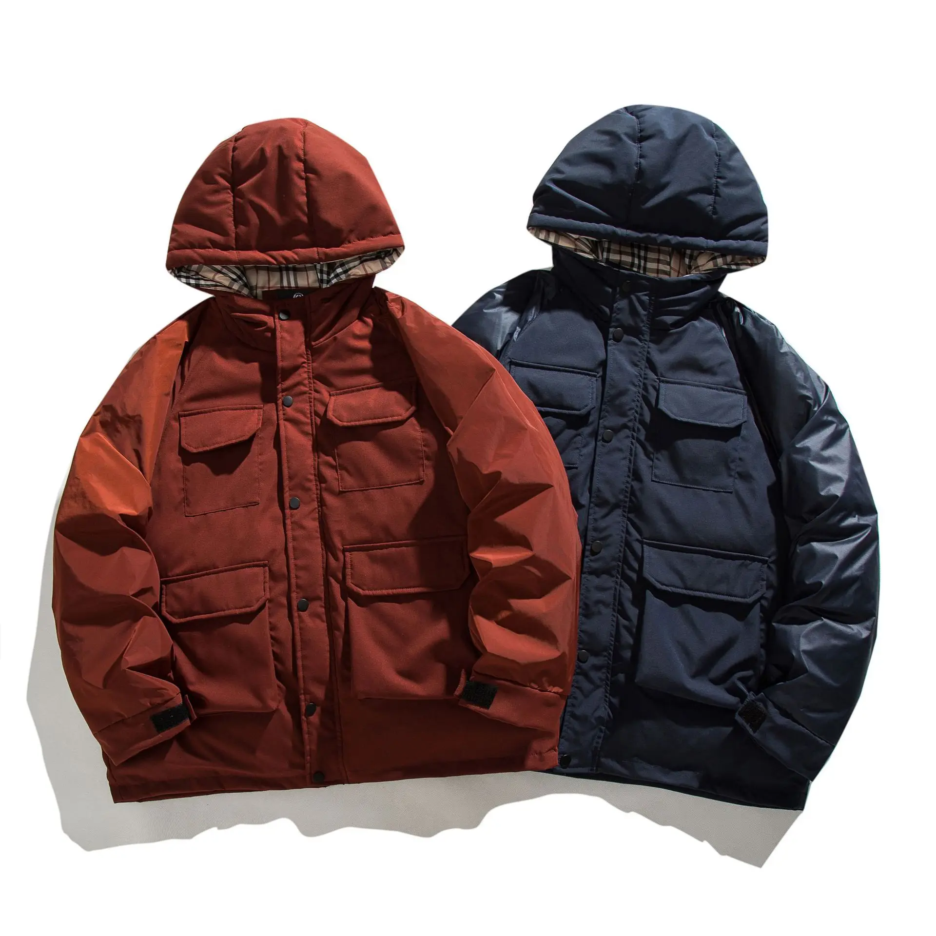 

Varsity Jacket Multi Pocket Down Jacket Streetwear Men's Clothing Techwear Vintage Winter Coat Women's Casual Windbreaker