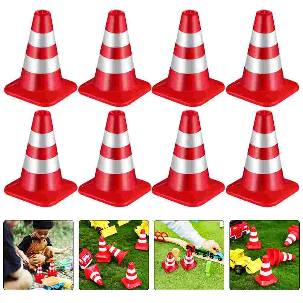 

12 Pcs Roadblock Sand Table Model Cones Toys Plastic Traffic Kids Decorate Signs Tiny Abs DIY Ornaments Child Micro