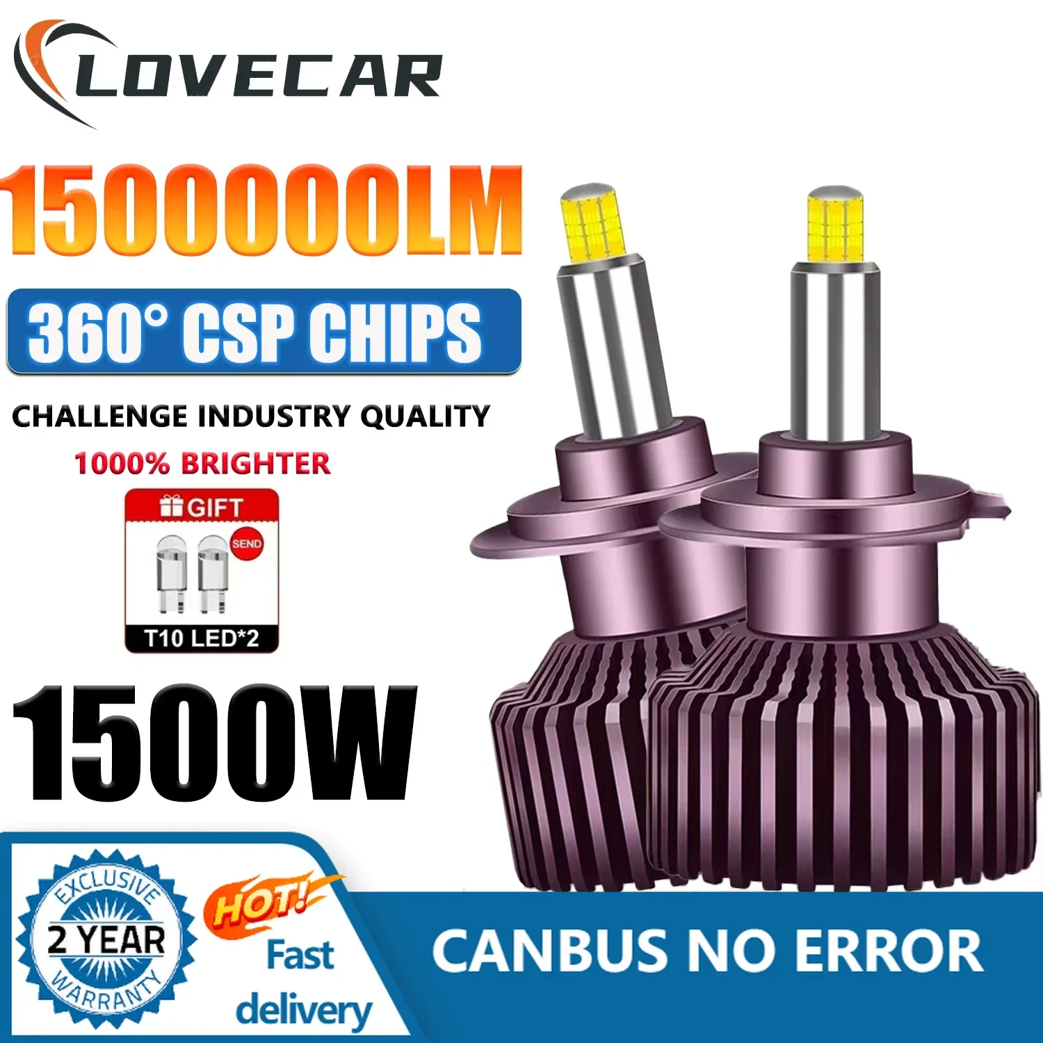 Фото LOVECAR 360 H7 H11 Светодиодные фары Canbus без ERROR 360 °    6 Sise H8 H9 H11 HB3 HB4 9005 Светодиодная лампа высокой мощности 6000K для фар №1