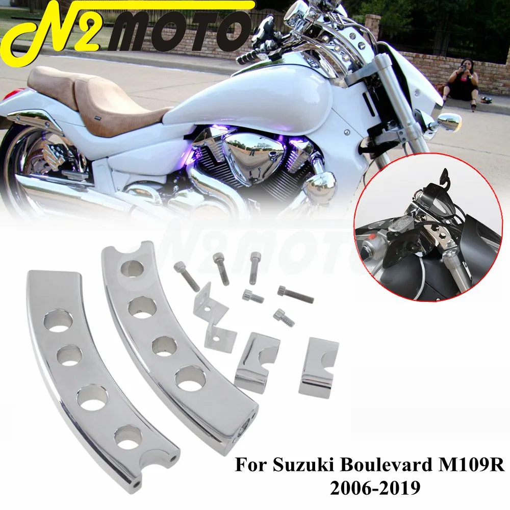 Motorcycle 5-Holes Drop Handlebar Riser 6.5" Rise Bar Mounting Kit  Pullback Risers For Suzuki Boulevard M109R VZR1800 2006-2009