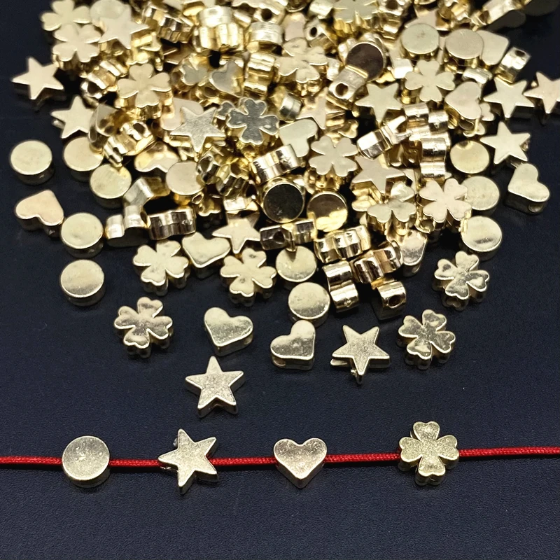 

50Pcs/lot about 8mm Star Love Heart Gold Color Loose Spacer CCB Acrylic Beads DIY Jewelry Making Findings Charm Beads