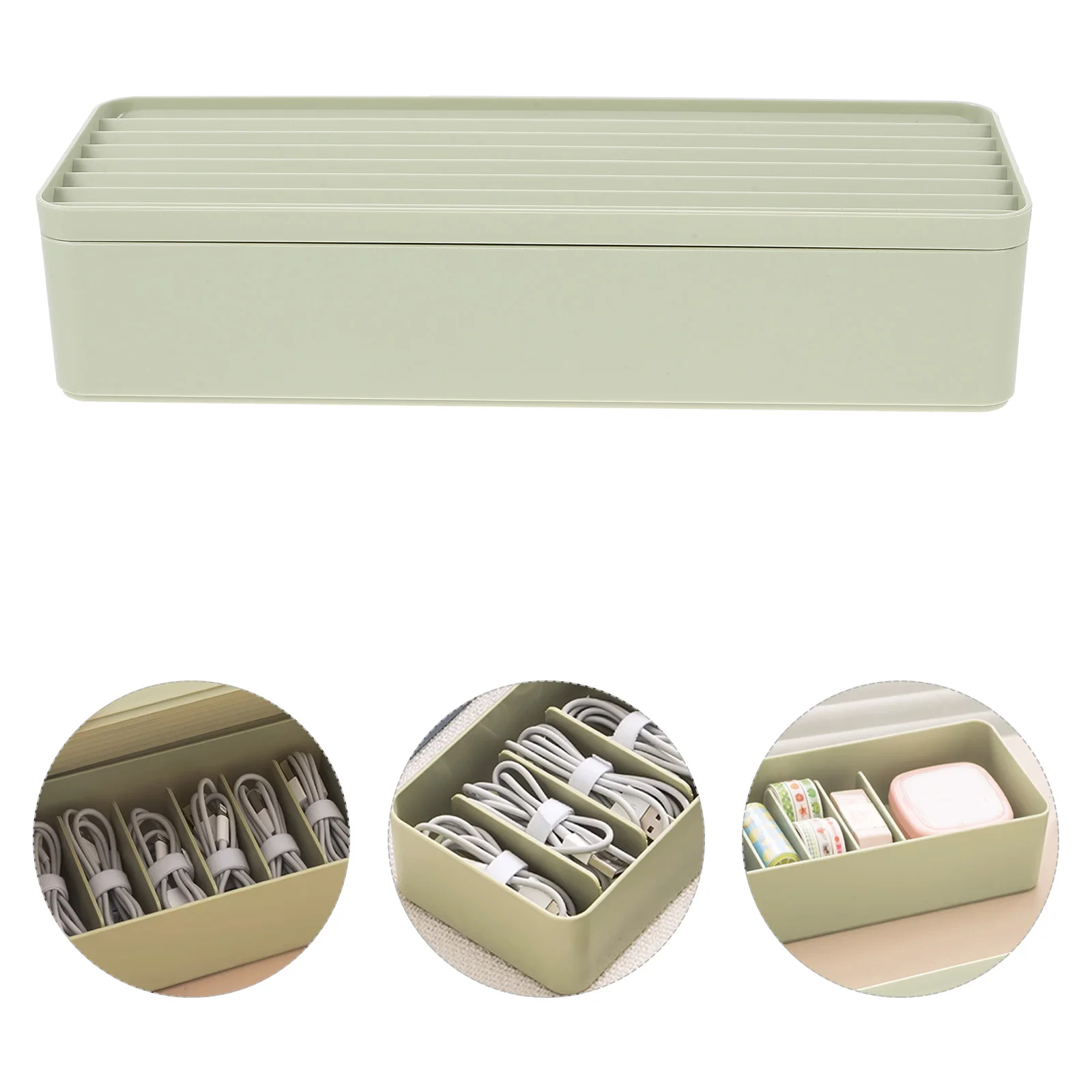 

Cord Management Box with Lid Compartment Cable Storage Box Phone Cord Organizer Box