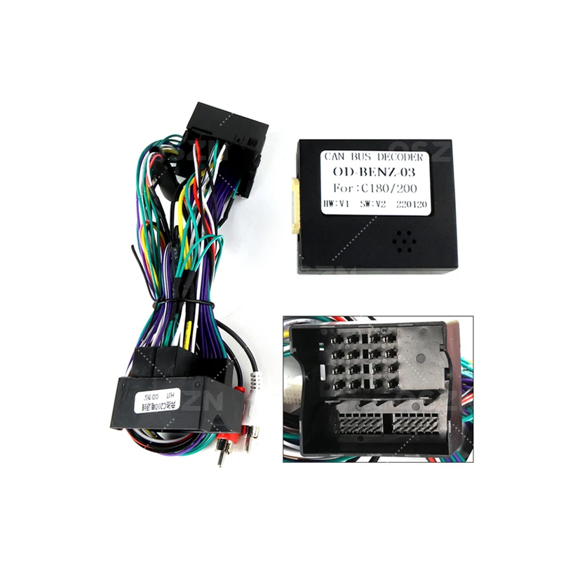 

QSZN Canbus Box OD-BENZ-03 для Mercedes Benz C class W204 S204 C180 C200 2007-2011 16-контактный жгут проводов, кабель питания, автомобильное радио