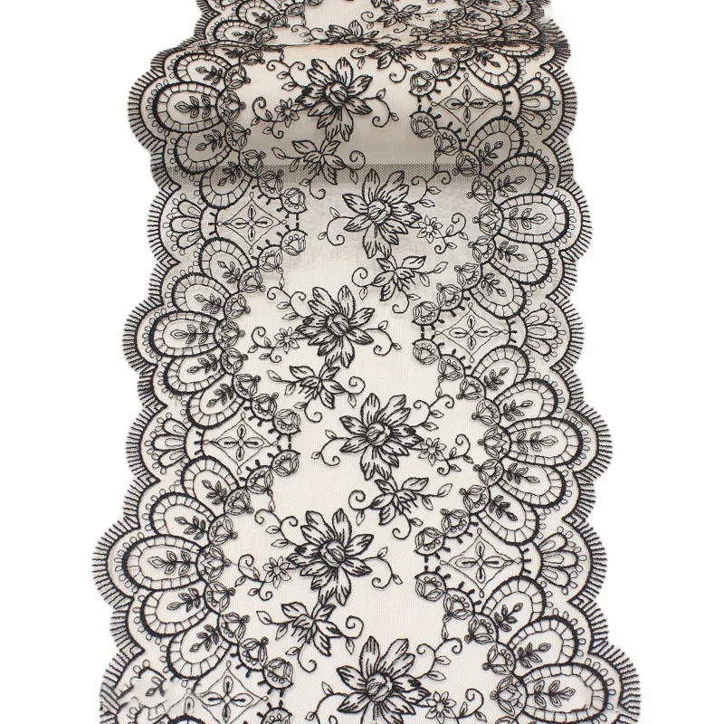 1 ярд черные цветы вышитое кружевное нижнее белье тюлевая сетка свадебное