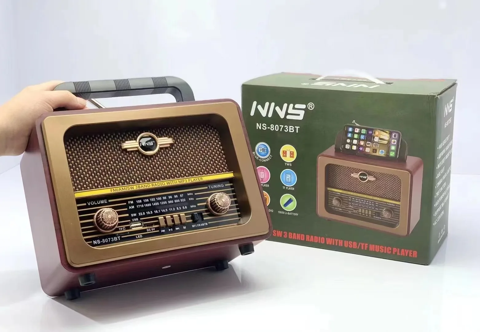 Портативное мини-радио NNS на солнечной батарее Fm Am с Bt Usb Tf светодиодной