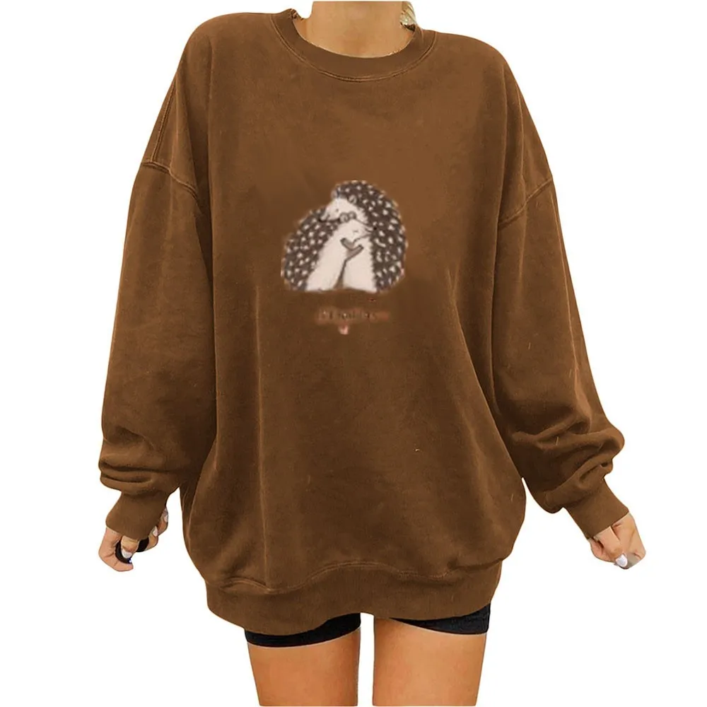 

Women Sweatshirts Cartoon Print 2023 Spring Autumn Fashion Streetwear O-neck Hoodies Loose Female Casual Pullovers Tops