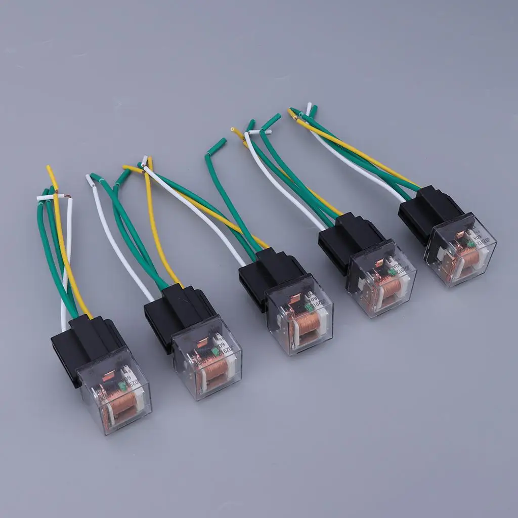 

5x Waterproof Automotive Relay 12V 60Amp 4 Pins Car Truck Boat Control Device Relays Socketw/ Wire