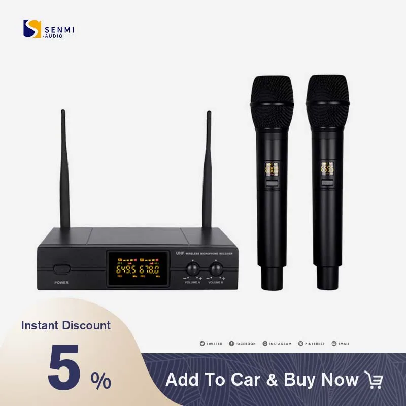 

Wireless Uhf Microphone Professional Dual Channel Handheld Microphone Confenence Microphone For Interview/Speech