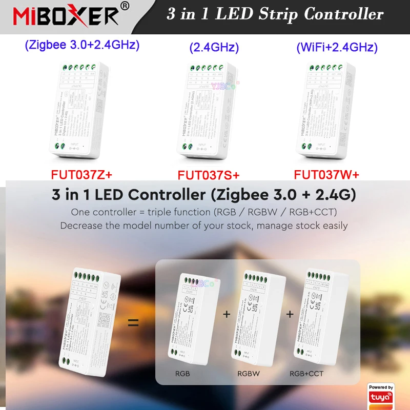 Miboxer Zigbee 3.0 2.4G WiFi RGB RGBW RGBCCT 3 in 1 LED Strip Light Controller Tuya APP DMX512 Lights tape Dimmer DC 12V 24V